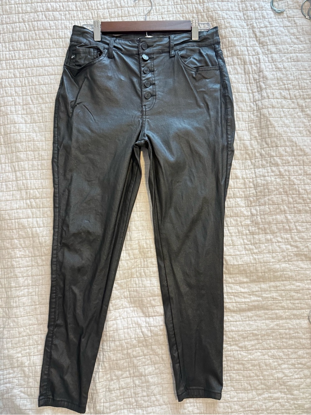 KanCan Black Straight Leg Coated Jeans